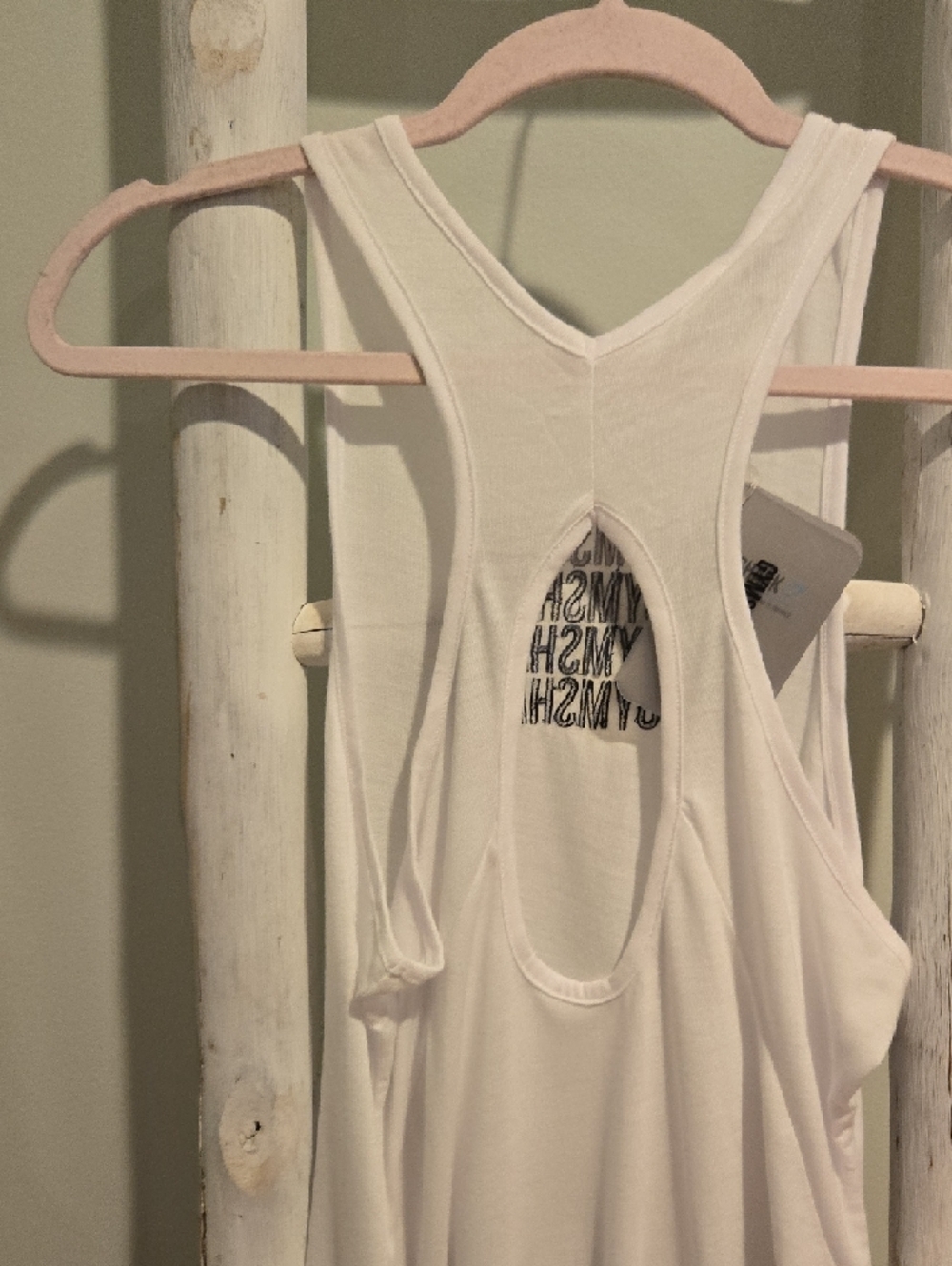 Gymshark Pale Pink Cross-Back Gym Tank with Stacked Logo Medium NWT - Picture 9 of 9